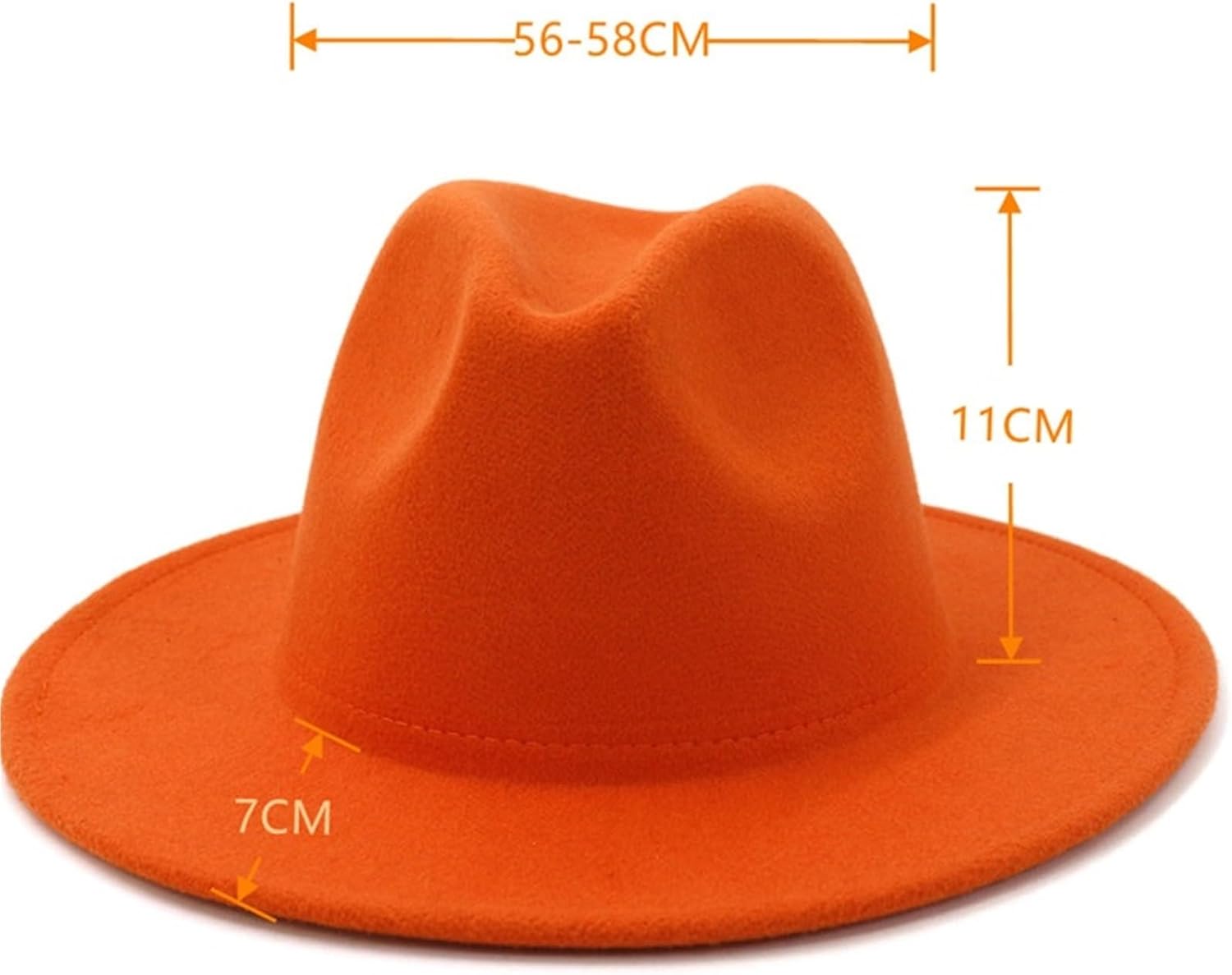 Fedora Hats for Men Classic Fedora Hat Men Wome Orange Woolen Winter Felt Hats Jazz