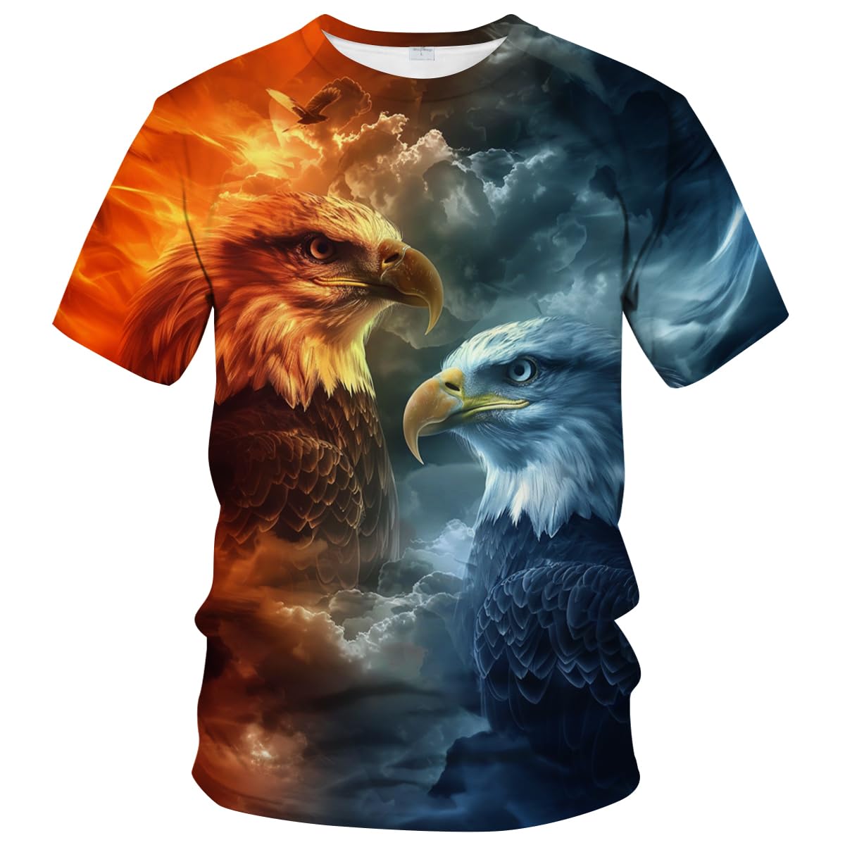WHNBCW Novelty Men's American Bald Eagle T-Shirt Funny Eagle Graphic Tee Shirt, Yellow, XXL