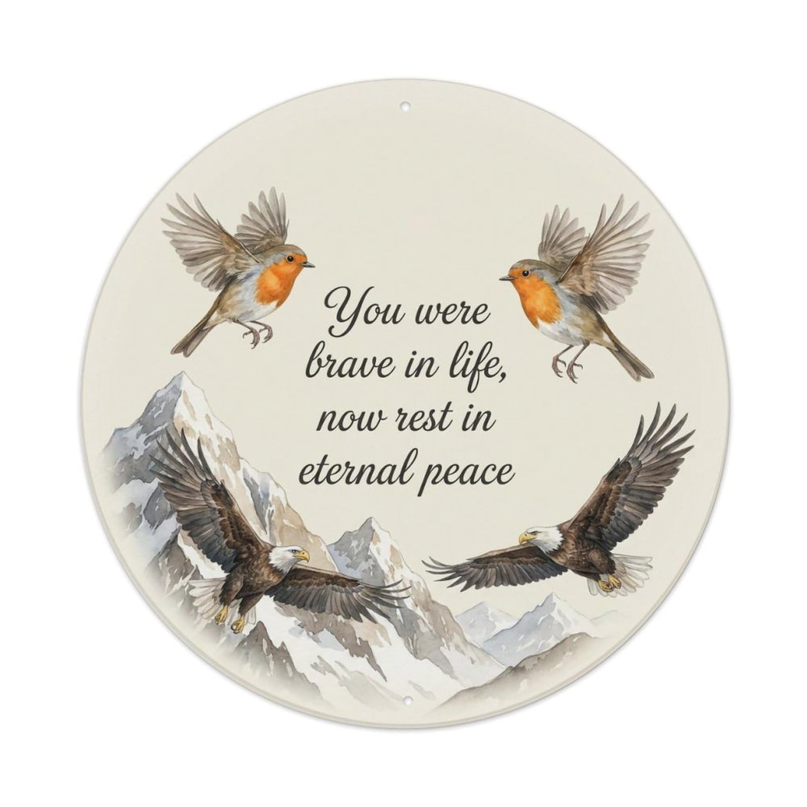 Okahys 8X8inch(20X20cm) European Robin Garden Sign Heaven Love Brave Metal Tin Sign