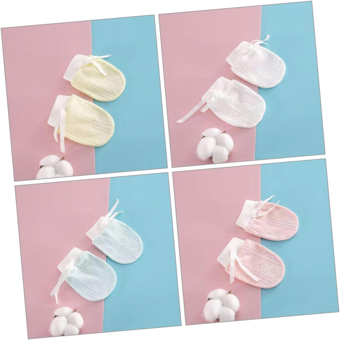 4 Pairs Newborn Infant No-scratch Mittens for Babies, Breathable