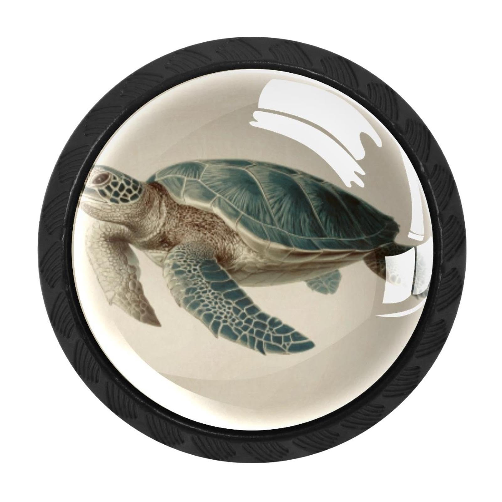 CHENZZZZ 4 Pack Cabinet Pulls Vintage Ocean Turtle (1) Kitchen Drawer Pulls Cabinet Handles