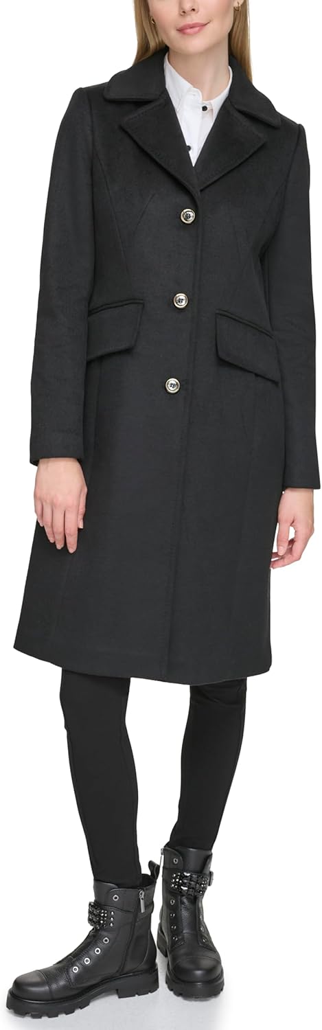 KARL LAGERFELD Women's Luxe Twill Classic Stitch Coat - Image 2