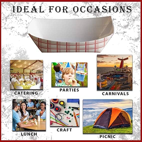 Miniatura 5 de Angel's Peel Lounge Bandeja de papel desechable para alimentos, bandejas para perros calientes, bandejas para nachos, botes de comida de papel para