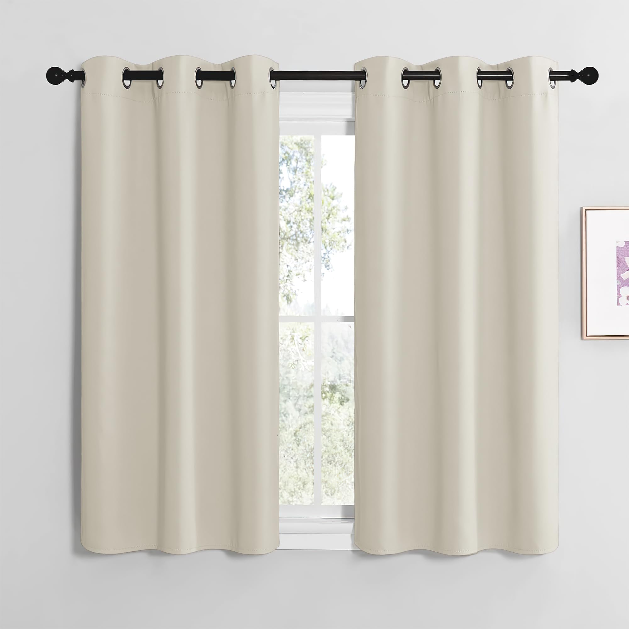 NICETOWN Cortinas Salon Modernas 2 Piezas Cortinas Beige Opacas para Dormitorio Matrimonio Cocina de Ventanas Curtains for Living Room con Ollaos 107x120cm Beige Claro Global Recycled Standard OEKO-TEX STANDARD 100 Global Recycled Standard Global Recycled Standard