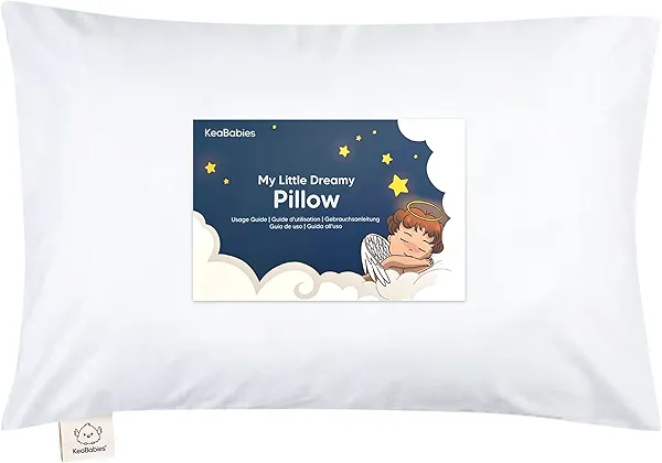 Toddler Pillow with Pillowcase - 13x18 My Little Dreamy Kids Travel Bed Pillows for Sleeping, Organic Cotton Small Pillowcase, Soft & Breathable, Machine Washable, Toddlers 2-5 Years Old (Soft White)