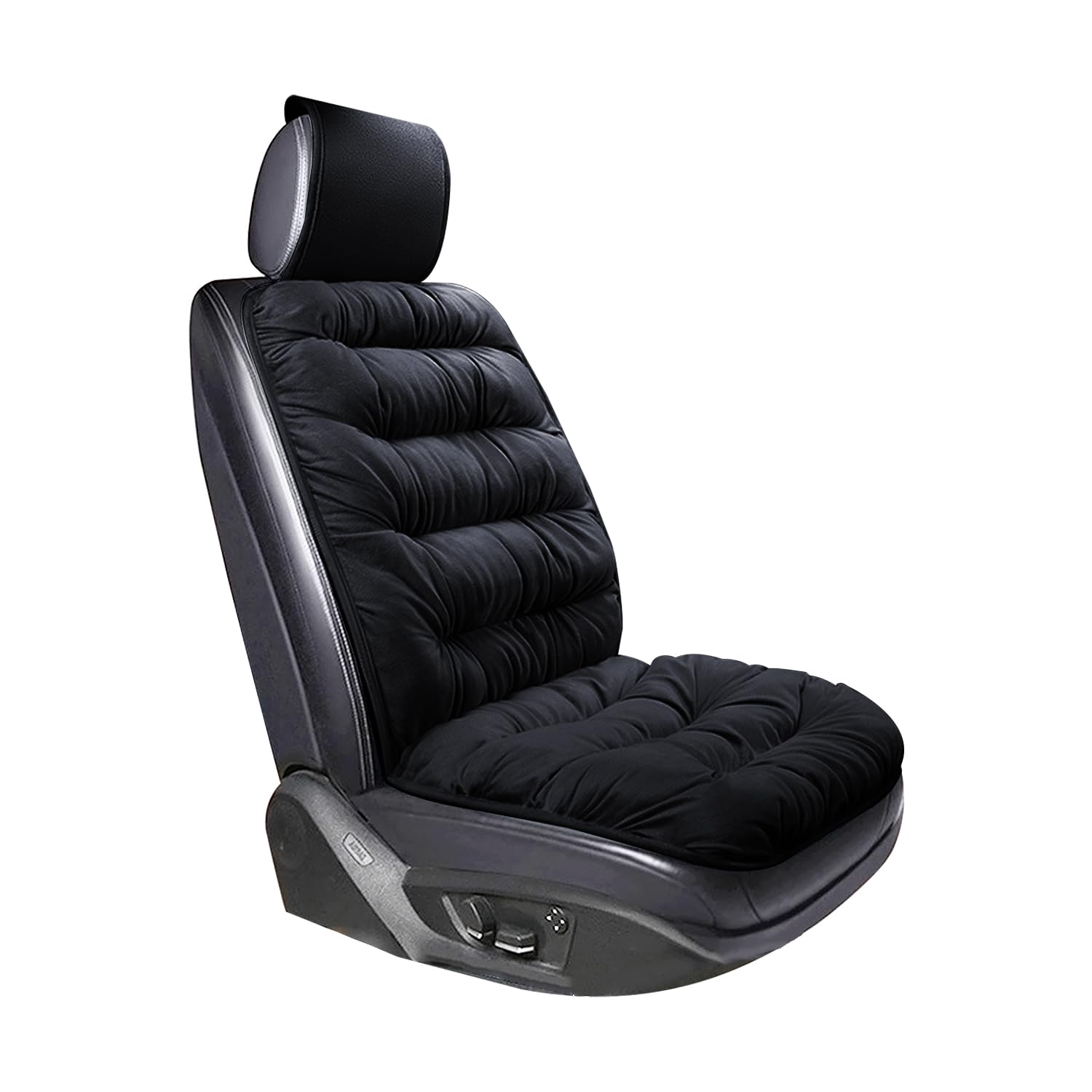 CGEAMDY Cuscino per Sedile Auto Coprisedile, Auto Anteriorie Copri-Sedili, Protezione per Sedile di Poliestere, Antiscivolo e Lavabile, Compatibili con Airbag, Adatto Maggior Parte delle Auto (Nero)