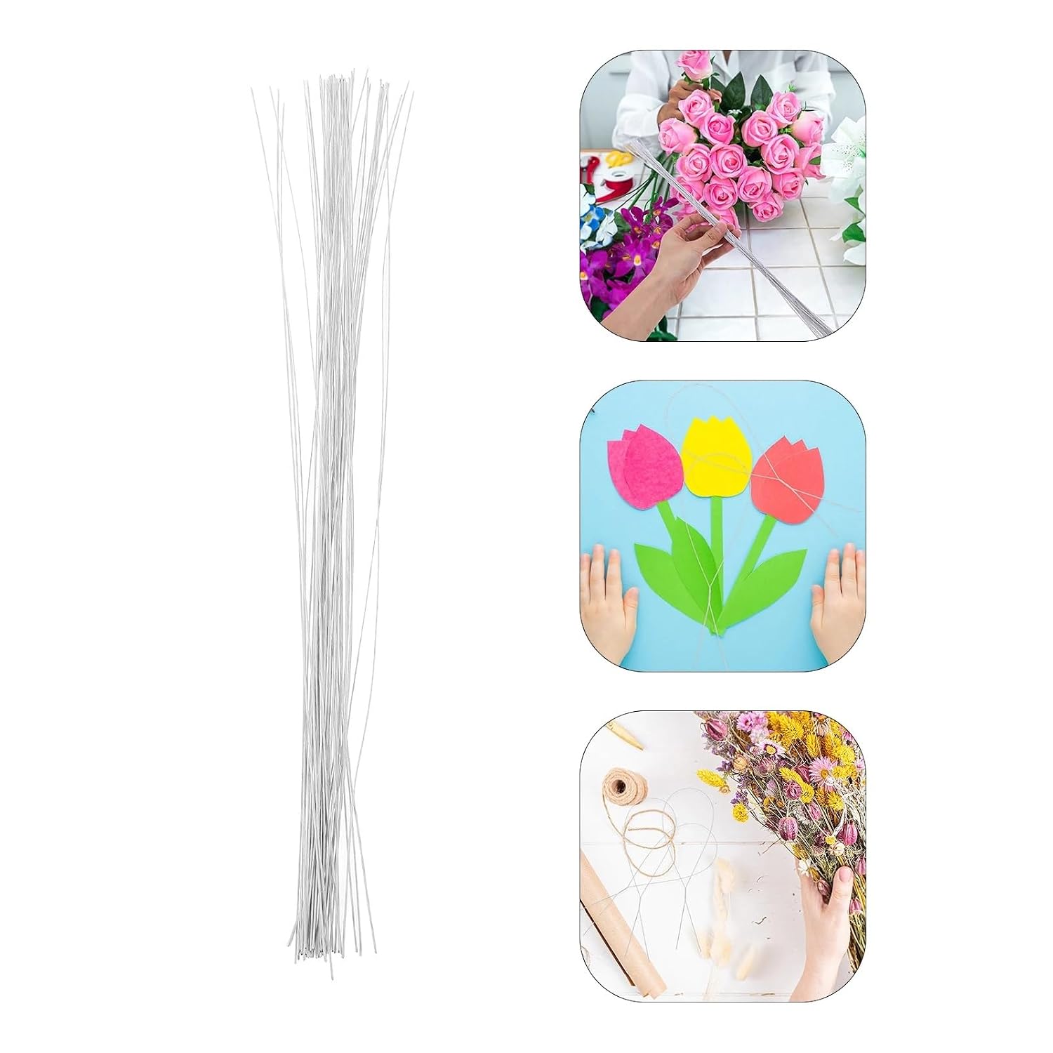 500 Pcs Floral Stem Wires Paper Rattan Rose Branch Artificial Stems Craft Flowers Flexible Durable DIY Decorations