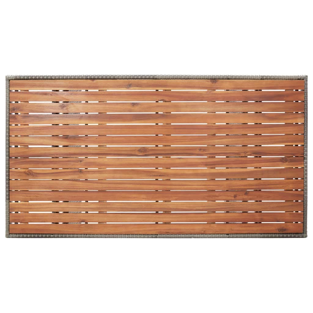 Gartentisch Grau 120x70x66 cm Akazie Massivholz mit pulverbeschichtetem Stahlgestell und PE-Rattan wetterfest für Balkon Terrasse Outdoor Essbereich