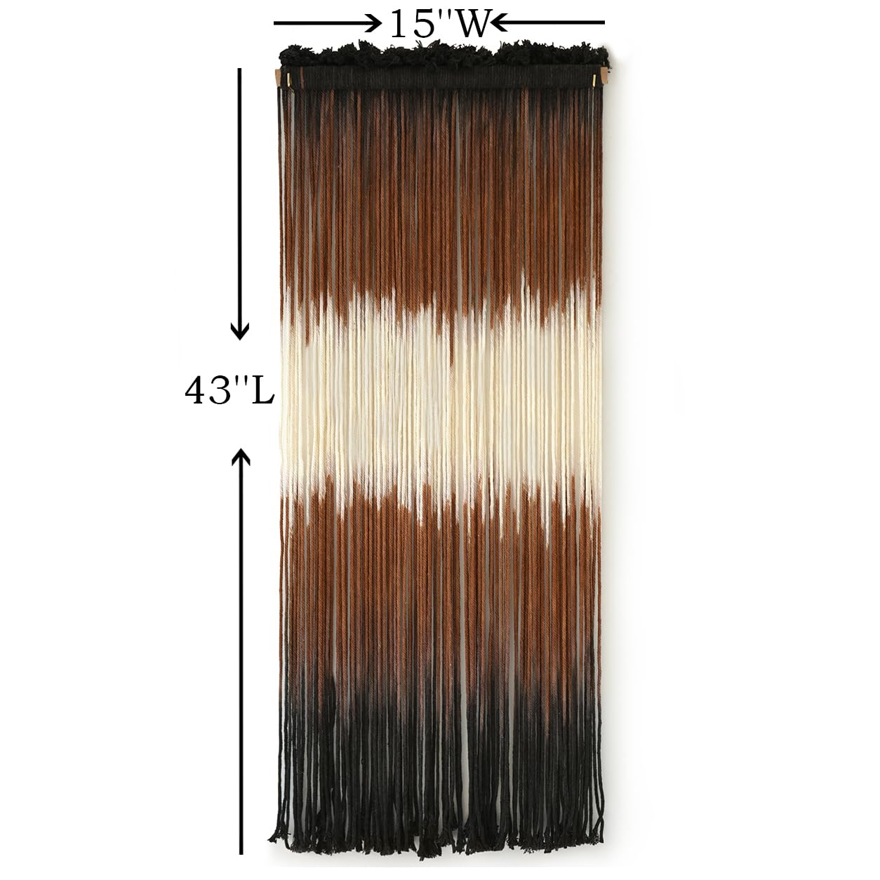Tapiz de macramé para colgar en la pared, color marrón, bohemio, tejido a mano, con borlas, arte de pared para sala de estar, dormitorio, arte de fibra de 15 pulgadas de ancho x 43 pulgadas de largo 6
