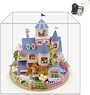 Montidey DIY Mini House Model Doll House European Romantic Castle 3D Assembled Miniature Scene Decoration with LED Light Furniture Kit Creative Birthday Gift