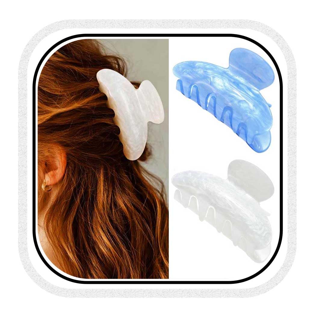 Unicra White Acrylic Claw Clips White Hair Clips Medium Claw Hair Clip Hair Accessories for Women and Girls (Pack of 2)