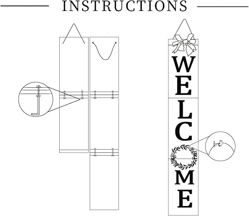 Miniatura 5 de Letrero de bienvenida para porche delantero, 47 pulgadas, decoración de pared vertical intercambiable de madera para el hogar, de pie y colgante,