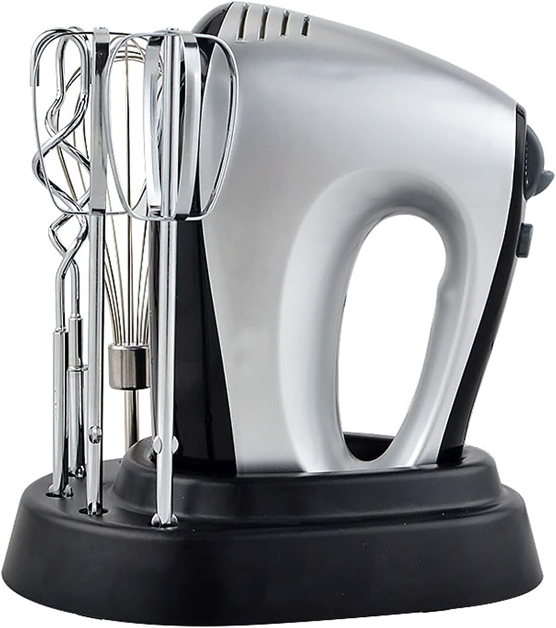 Hand Mixer Electric 300W Power Kitchen Handheld Mixer with 5-Speed Storage Base 6 Stainless Steel Accessories for Whipping Baking Cake Egg Cream Food Beater