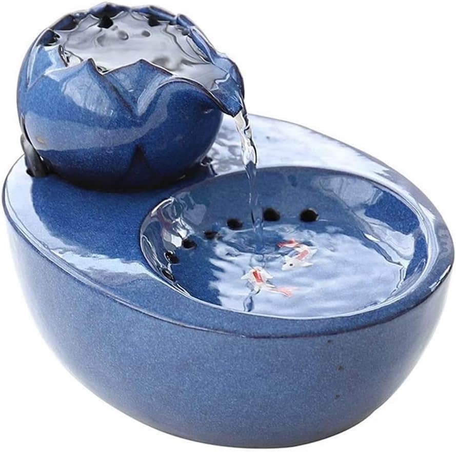 Fountain Pet Drinking Fountain Automatic Circulation Cat Water Dispenser Pet Supplies Flowing Water Dog Cat with Live Water Basin Pet Water Dispenser (Color : Black) (Blue)