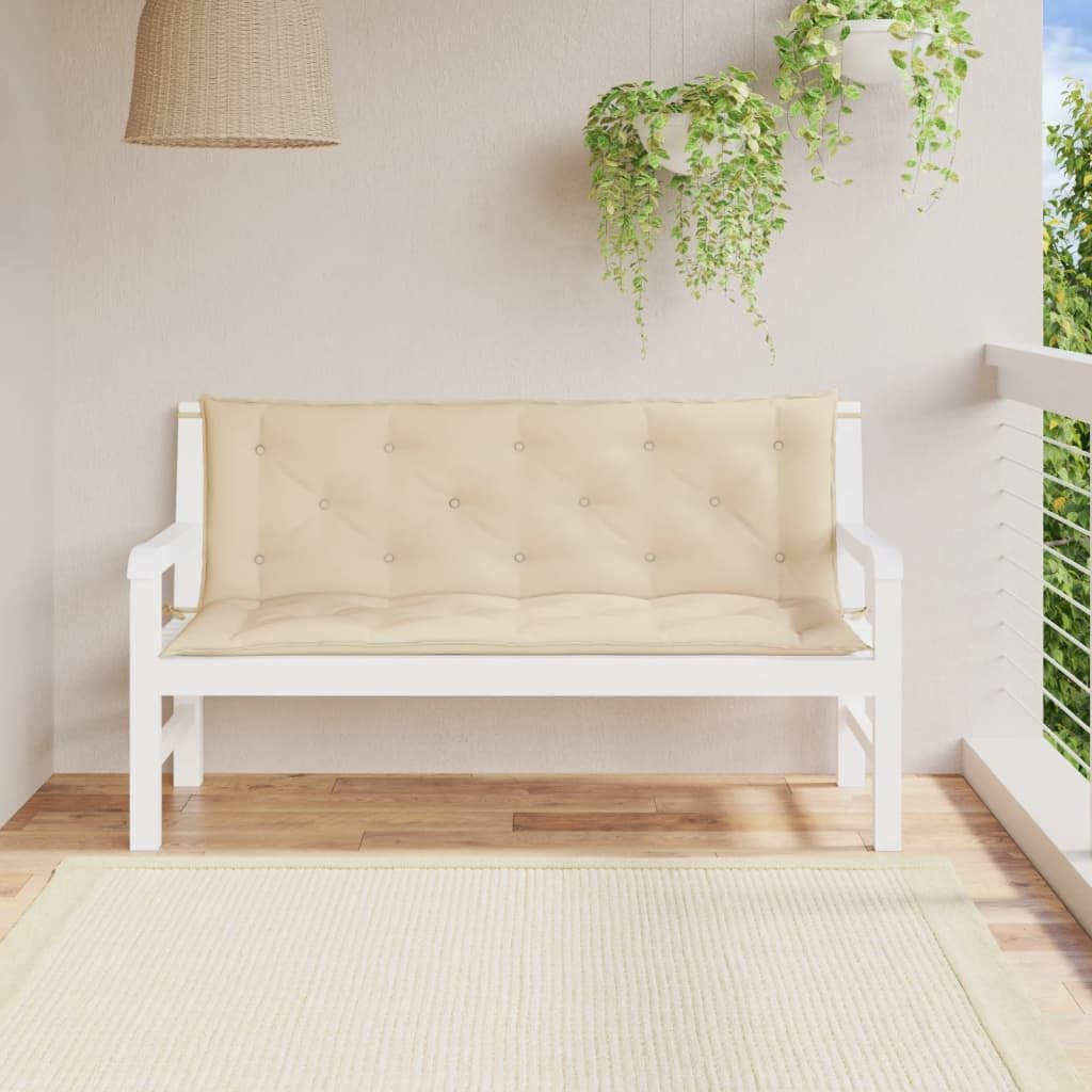 Cuscini Panca da Giardino 2pz Set Imbottiti Beige 150x50x7 cm