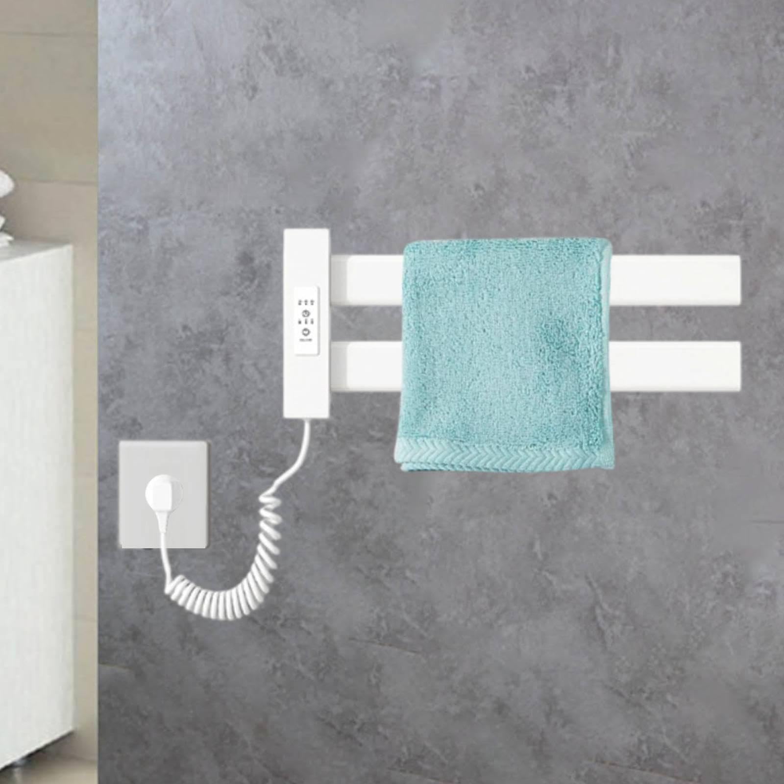 F Fityle Toallero eléctrico con calefacción, Calentador Toallas, secador Toallas eléctrico Impermeable con Enchufe para, baño, Blanco
