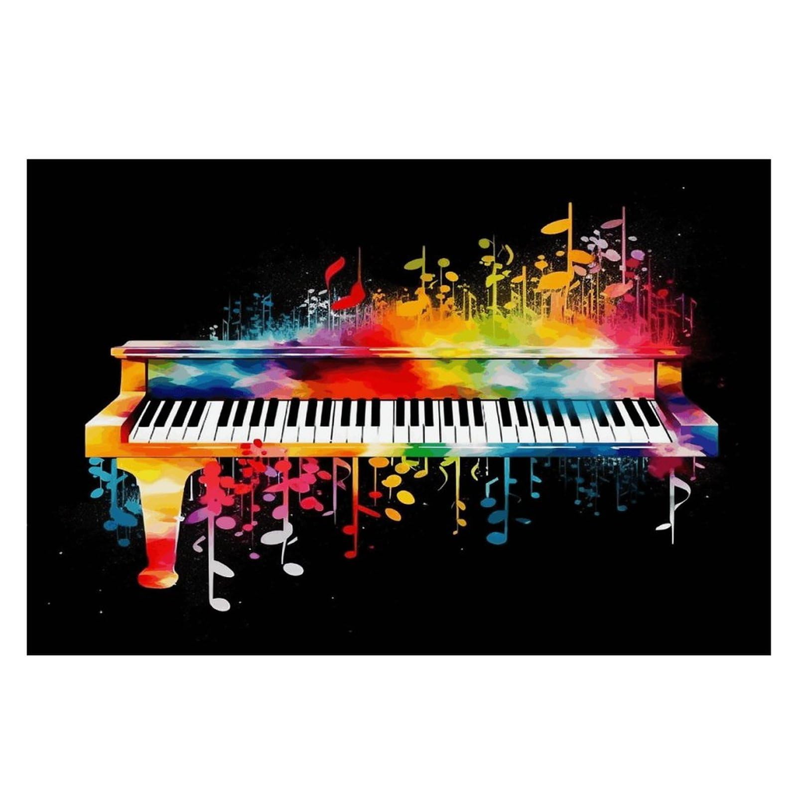 Colorful Piano Keyboard Music Note Placemats Heat-Resistant Washable Place Mats Anti Slip Dining Table Place Mats Wipeable Dining Table Mats Kitchen Decoration Placemats 17.7’’×11.8’’