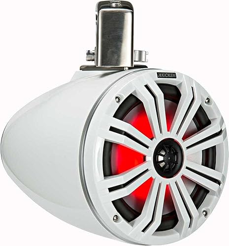 Miniatura 3 de KICKER Paquete de altavoces y amplificador de 8 pulgadas Wakeboard Altavoces de torre (blanco) con amplificador marino DS18 de 320 W de 2 canales y