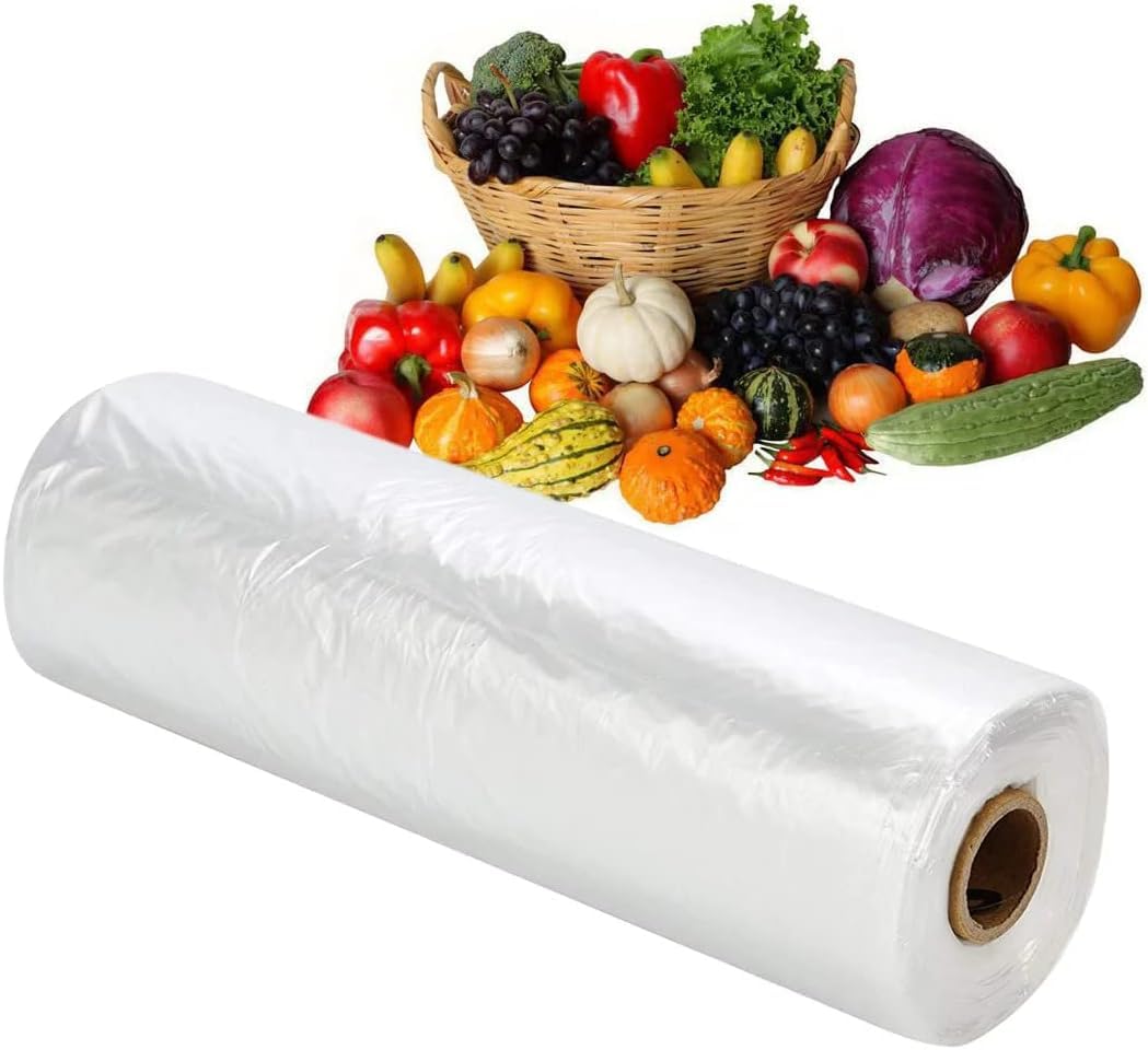 500 Polythene Bags on a Roll Fruit Vegetable Clear Plastic Butchers Counter Polythene Counter | 9" x 14" | Fruit/Veg/Food/Meat (10 Rolls (5000 Bags))