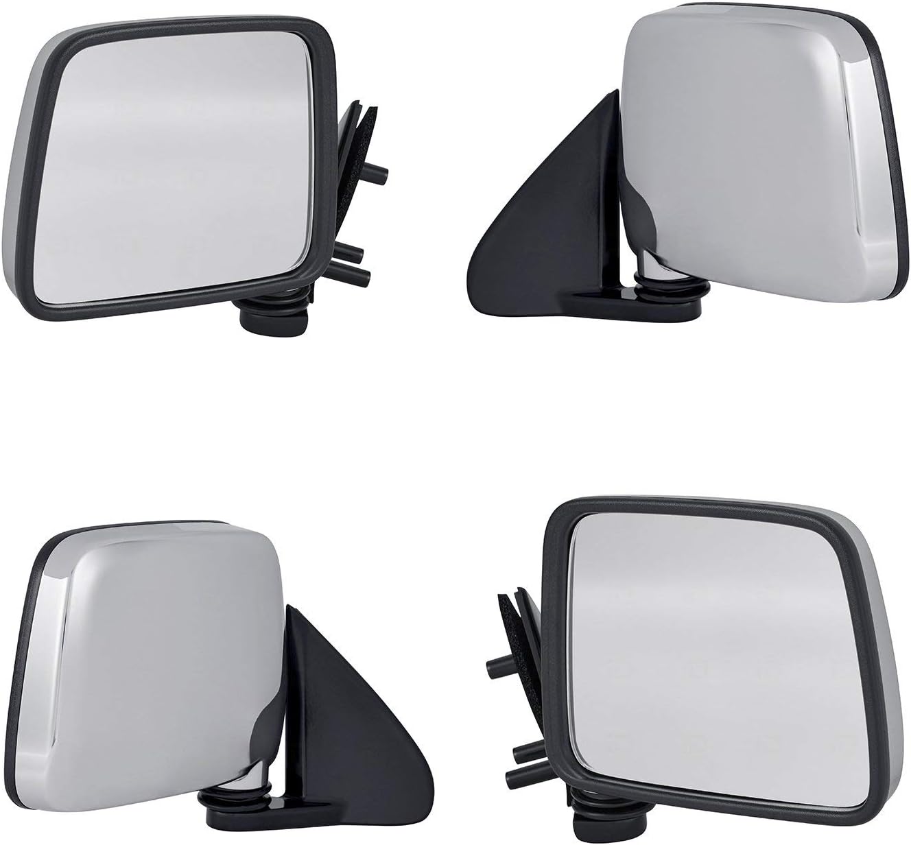 Replacement Left Driver Side and/or Right Passenger Side Door Mirror (NI1320109, NI1321109) for 1986-1997 Nissan Pickup, Manual, Chrome