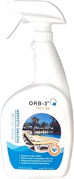 Orb-3 A011-J5R-1Qspry Ready-to-Use Enzyme Cleaner Spray Bottle for Pools, 1-Quart, Translucent light yellow liquid
