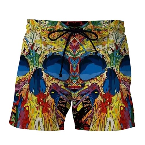 ATZTD Maillot de Bain Squelette pour Homme Short de Bain d'été Short de Plage imprimé 3D (Shorts1,M) Cover