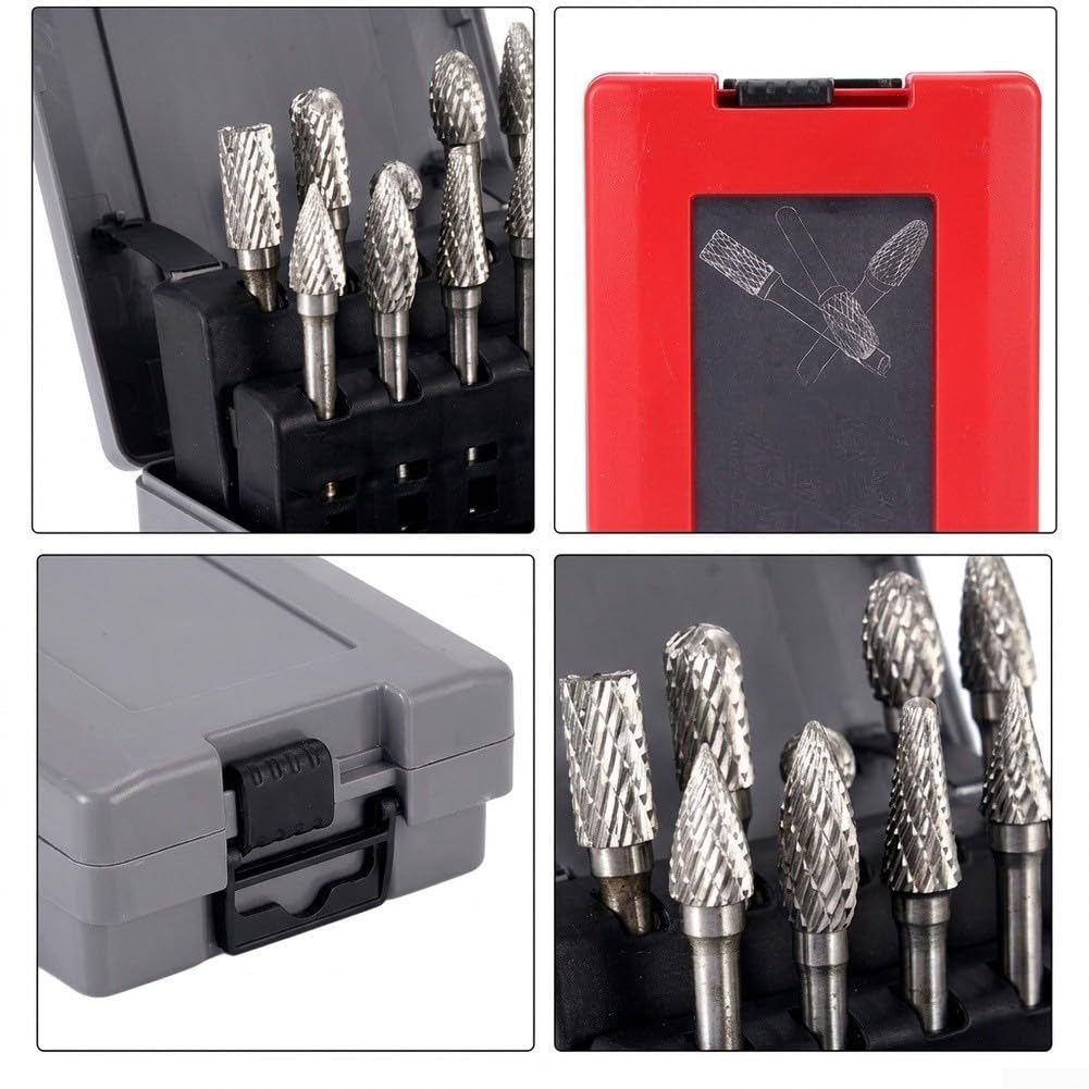 Set Frese Rotanti Carburo 10Pz Doppio Taglio 6mm