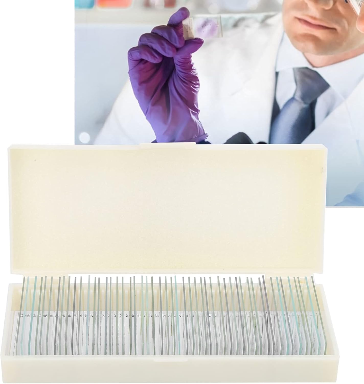 50-Piece Prepared Microscope Slides Biology Education Scientific Study - Includes Diverse Specimens Microbiology Research