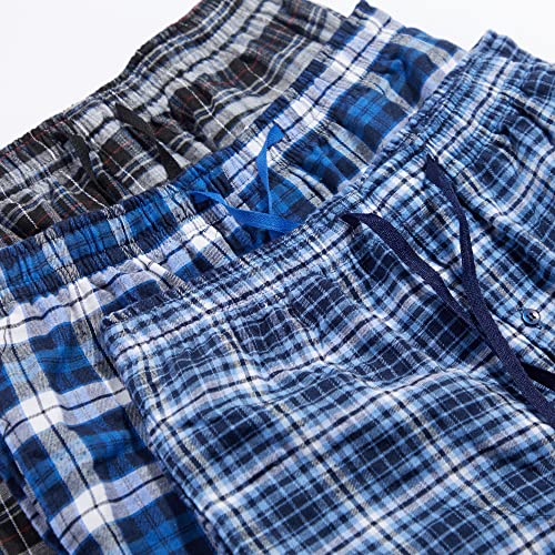 3 Pack: Mens Pajama Pants Cotton Super Soft Pajamas For Men Flannel Bottoms Fleece Buffalo Plaid Pj Gifts Lounge Pants Sleepwear Christmas Pijamas Para Hombres Essentials Woven Button Fly,Set 1-M #TOP3