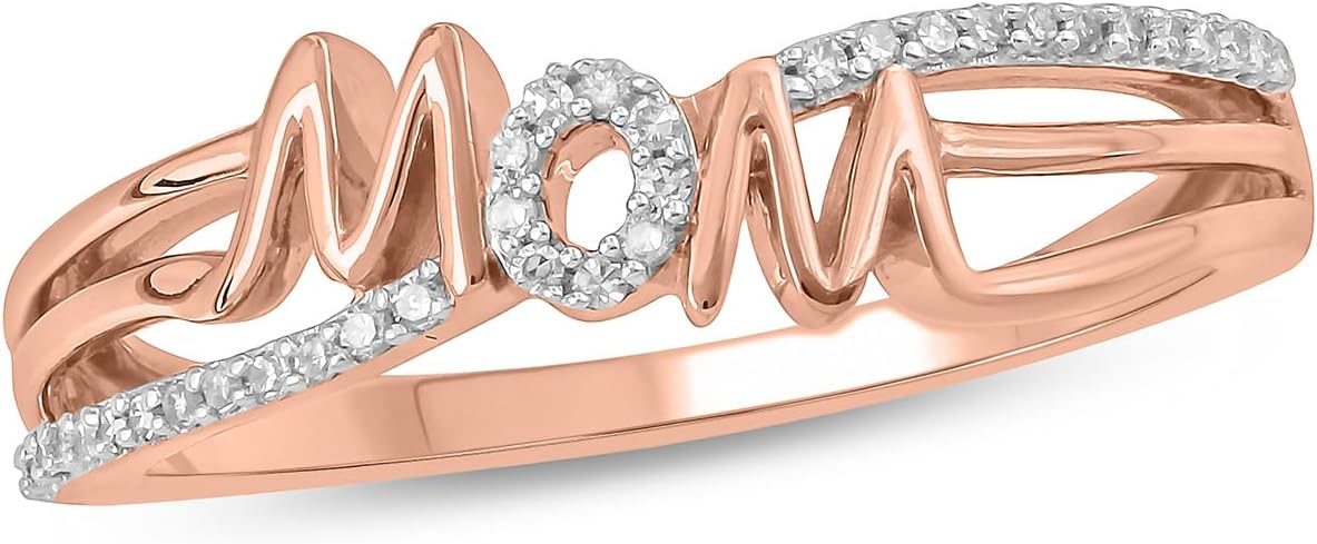 Cali Trove Mothers Day Birthday Gifts For Mom | 1/10ct Diamond Mother Ring for Women in Yellow Gold | Choose from 10k Yellow Gold Rings for Mom &14kt Gold Vermeil Silver Rings | Jewelry Gift for mom