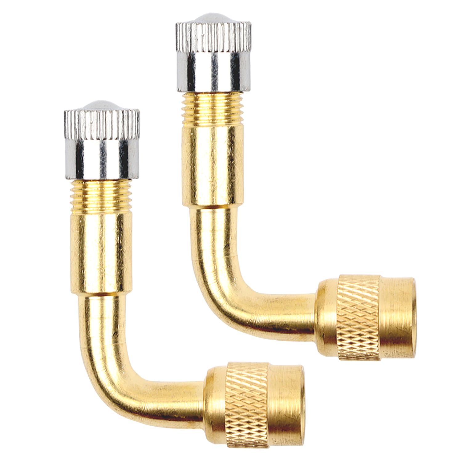 2 Pcs 90 Degree Copper Valve Extension Angle Valve Adapter Tire Valve Extension for Car Motorcycle Bike Scooter