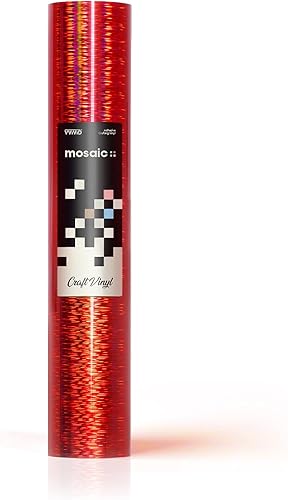 Miniatura 2 de Mosaic+ - Vinilo holográfico cepillado rojo de 1 x 5 pies, sin arrugas, 8 años, acabado UV, para manualidades, por VViViD