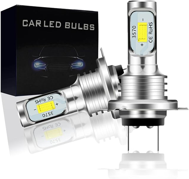 H7 LED Fog Light Bulbs, High and Low Beam and Headlight Fanless, 6000K Cool White, CSP Chips, Play and Plug, Replacement Halogen Light Bulb (Pack of 2)