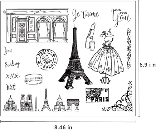 Miniatura 2 de Sello postal de lápiz labial para vestido de la Torre Eiffel, sellos transparentes para hacer tarjetas, decoración de álbumes de recortes, sello