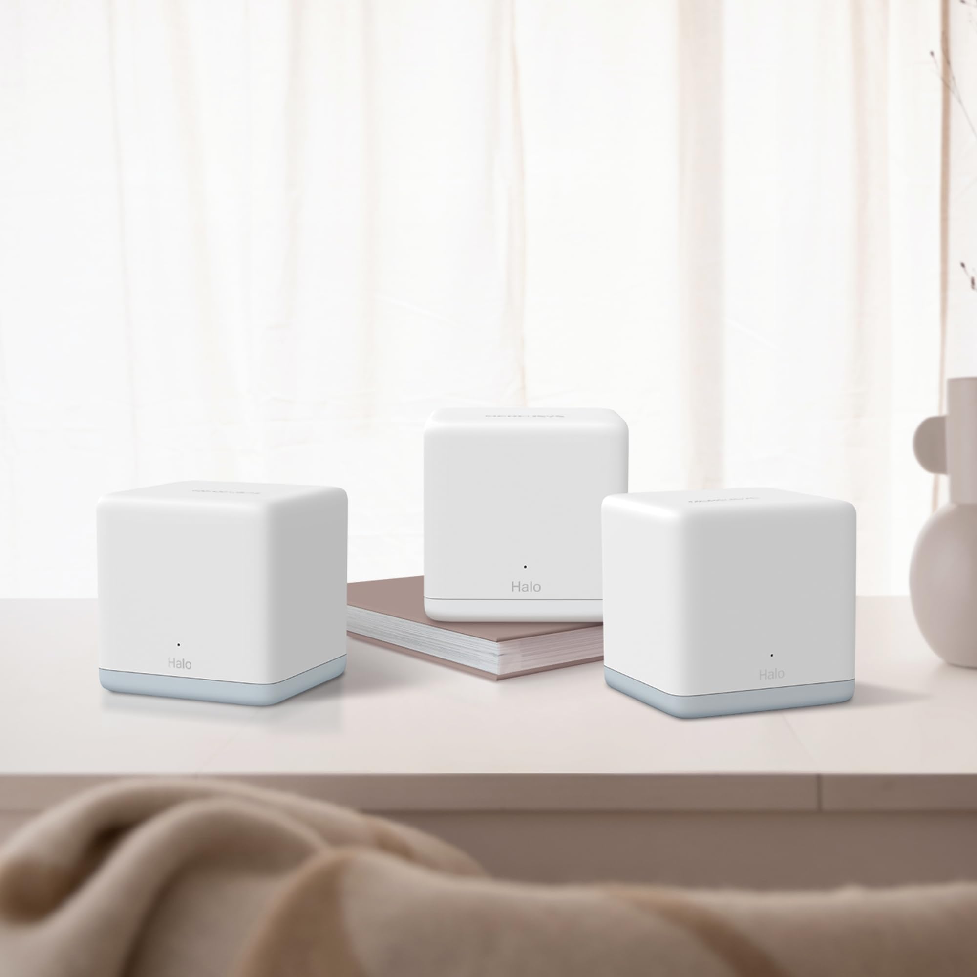 MERCUSYS Halo H1200G (3‑Pack) - WiFi Mesh AC1200 Gigabit Dual Band, Cobertura hasta 320 m², Roaming Inteligente, 1.2 Gbps, 6 Puertos Gigabit, Control por App