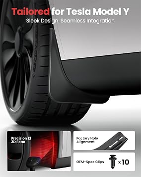 REEVAA Tesla Model Y Juniper 20252026 Mud Flaps Accessories, Set of 4