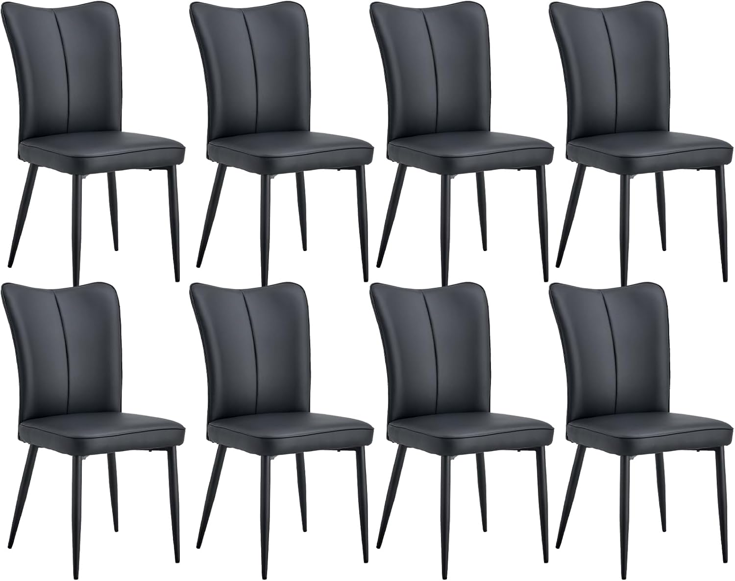 Amazon.com - HAIZAO Black Leather Dining Chairs Set of 8, Butterfly ...