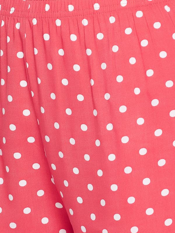 Image of Clovia Women's Crepe Polka Dot Print Shorts in Red