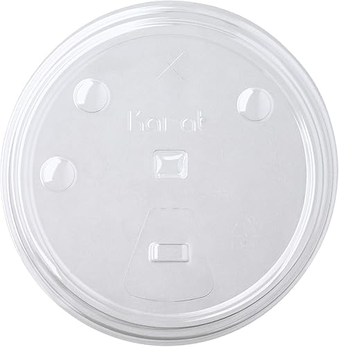 Karat C-KCL1045-SH PET Tapa de sorbo sin pajitas para 4.114 in de diámetro 32 oz Polypro y vaso de papel frío (caja de 600)
