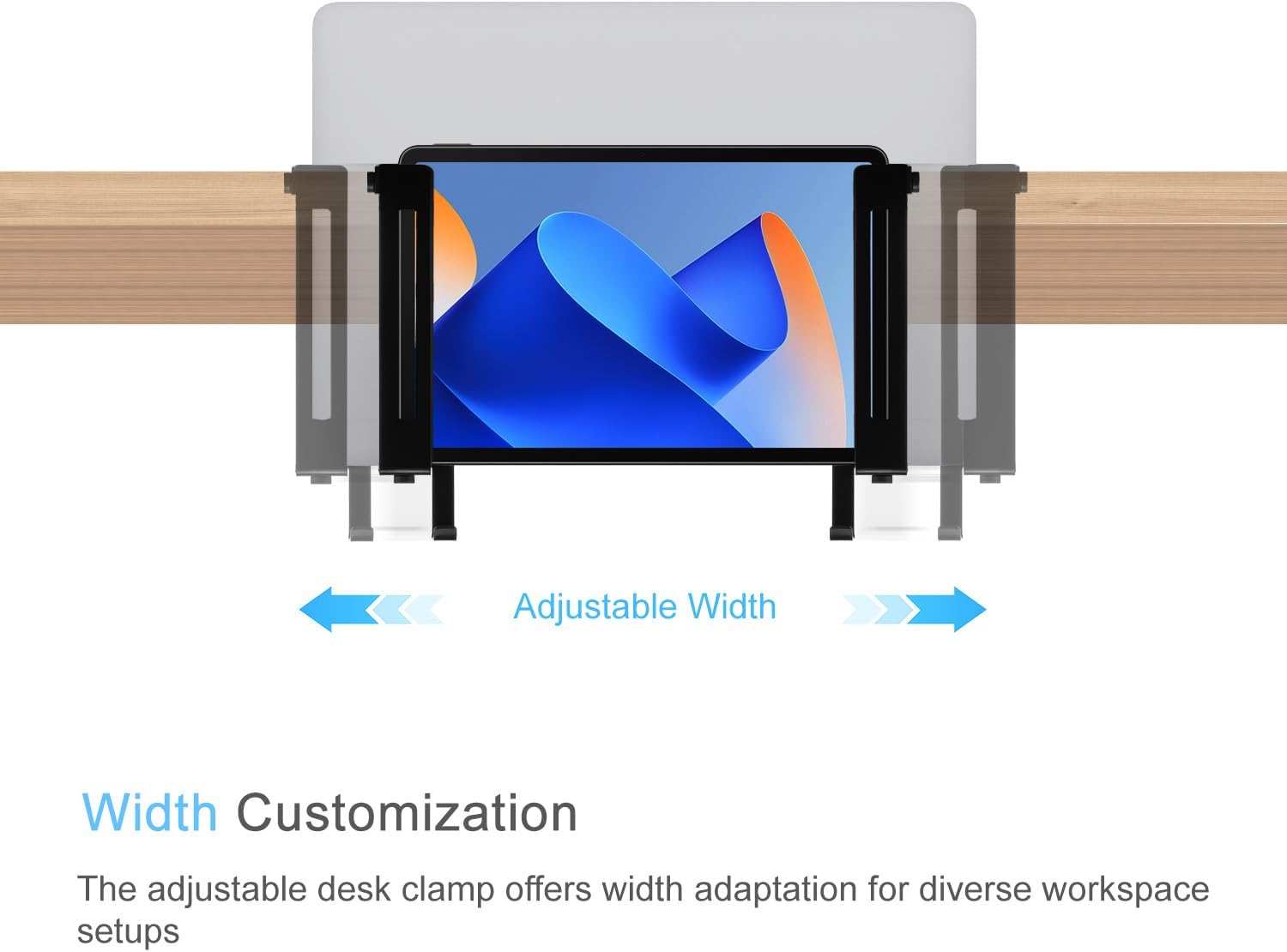 IFCASE Adjustable Desk Side Laptop Mount Holder with Space-Saving Headphone Hook, No Drill Desk Storage Organizer (Black) image 2 of 3 B0F6288MGR