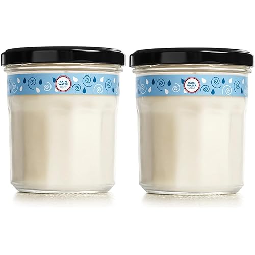 MRS. MEYER'S CLEAN DAY Soy Aromatherapy Candle, 35 Hour Burn Time, Made with Soy Wax and Essential Oils, Rain Water, 7.2 oz - Pack of 2