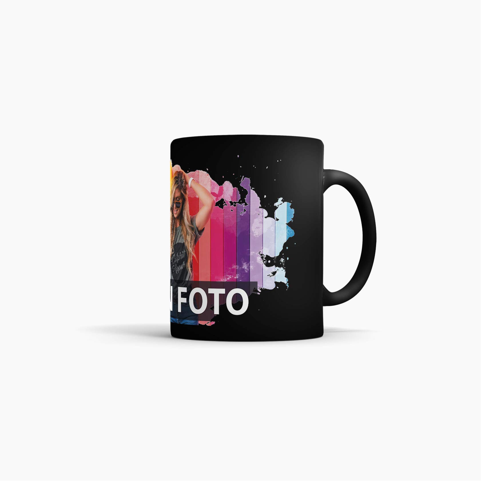 Tasse selbst individuell gestalten/Personalisierbar mit eigenem Foto Bedrucken/Fototasse/Motivtasse/Werbetasse/Firmentasse mit Logo/Außen Schwarz Matt Küche, Haushalt & Wohnen