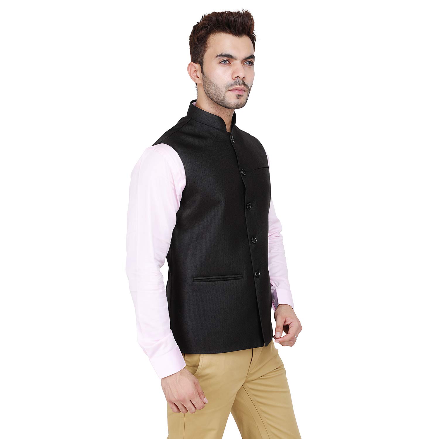 Badoliya & Sons Men's Designer Jute Nehru Jacket/Waist Coat (Black, 42) - Image 3 thumbnail