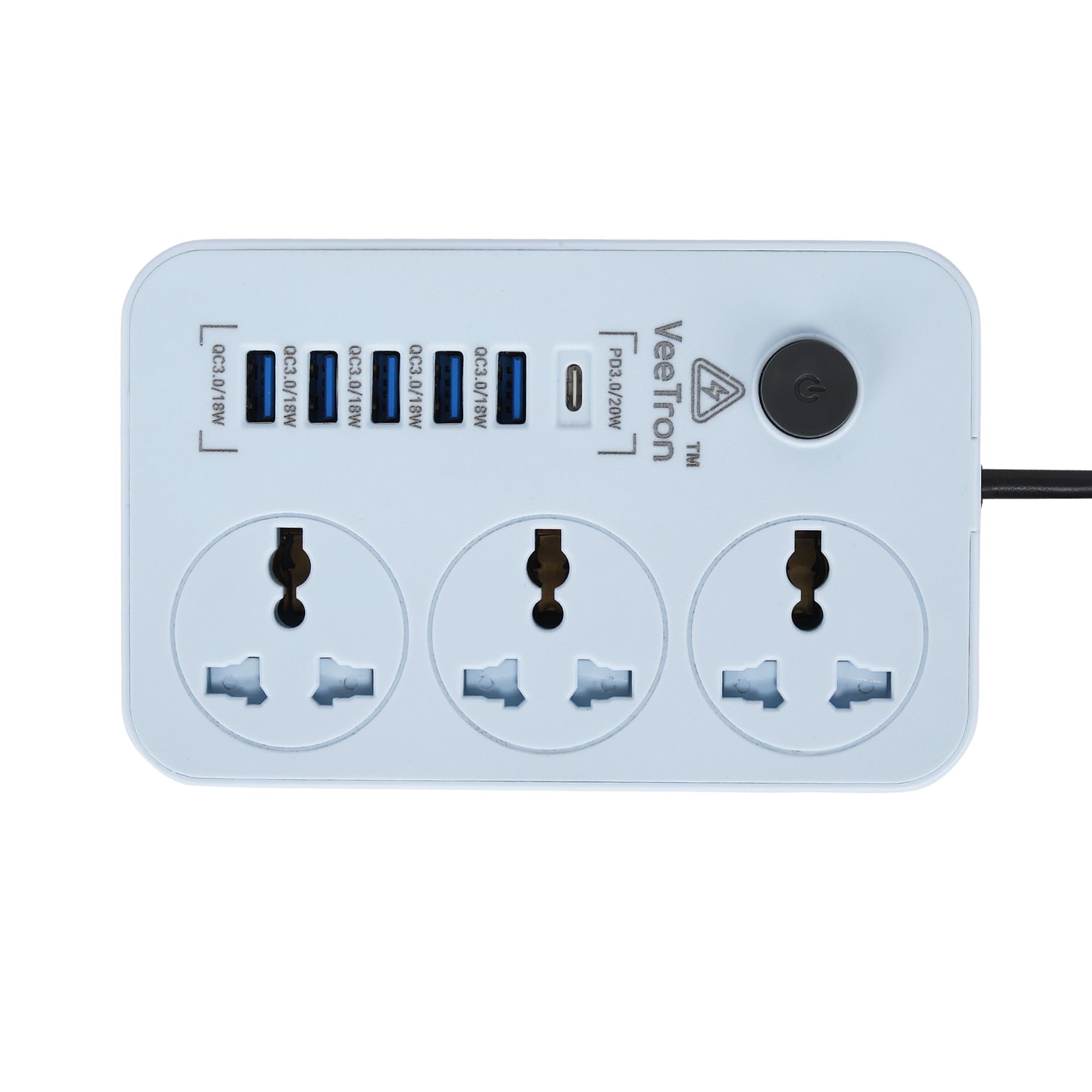 VeeTron Extension Board, Power Strip with 20W Fast PD/Type C, 2500W 10A Extension Cord with 3 Universal Socket, 38W USB Fast Charging Ports, 3-Pin Surge Protection 250 Volts (White) (B0CRB885Q2) Amazon Price History, Amazon Price Tracker