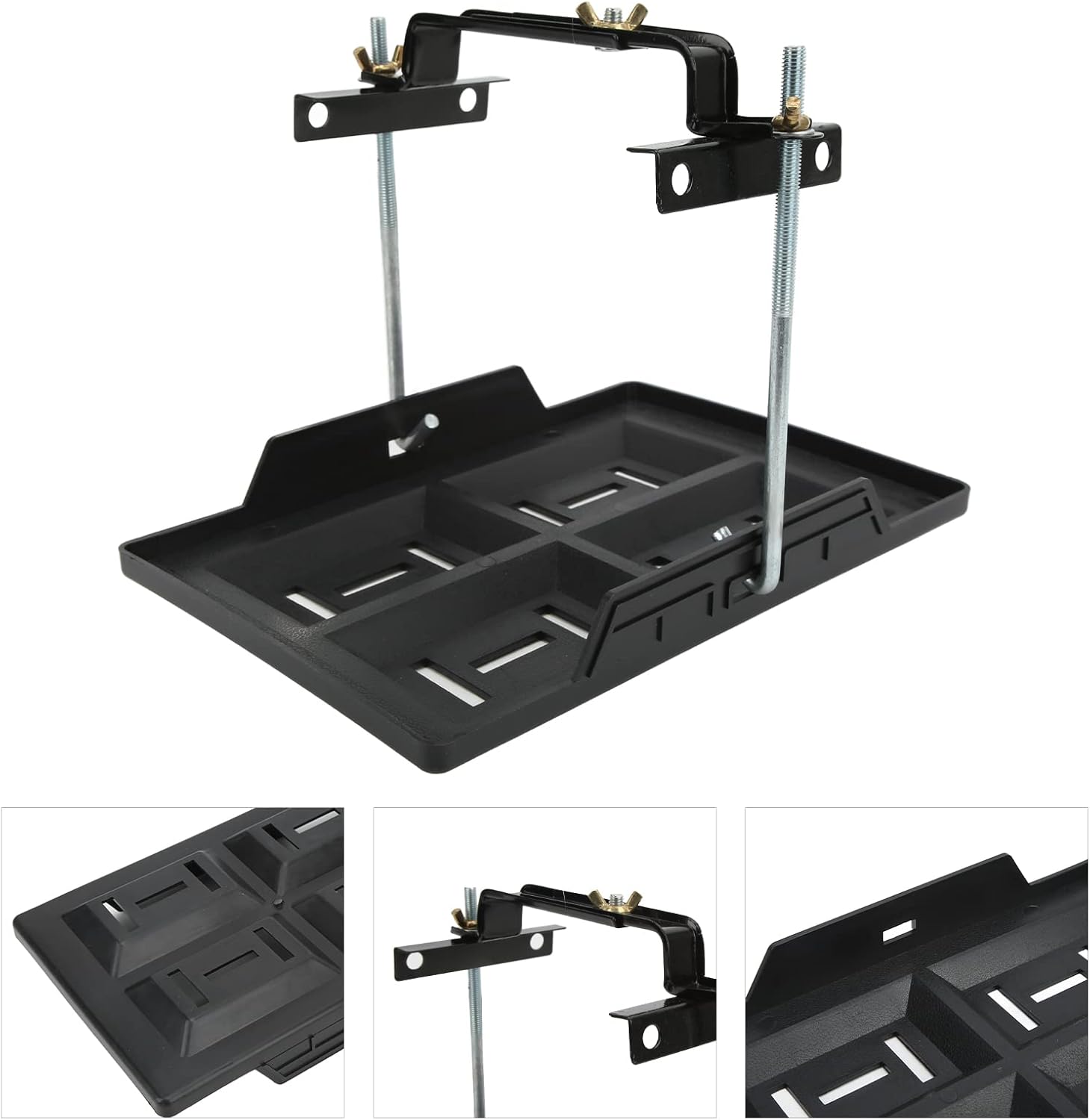 Car Battery Tray Holder,Car Battery Hold Down Tray,Adjustable Battery Tray,Car Heavy Duty Battery Tray Bracket Set Recessed Slots Sturdy Construction for 27 30 31 Series Batteries