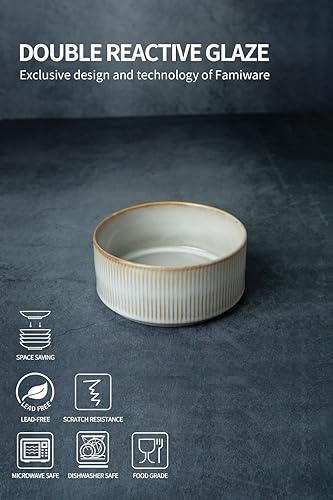 Miniatura 6 de famiware Star - Juego de 4 cuencos para pasta de 8.25 pulgadas, platos grandes para ensalada, cuencos poco profundos para comer, color blanco