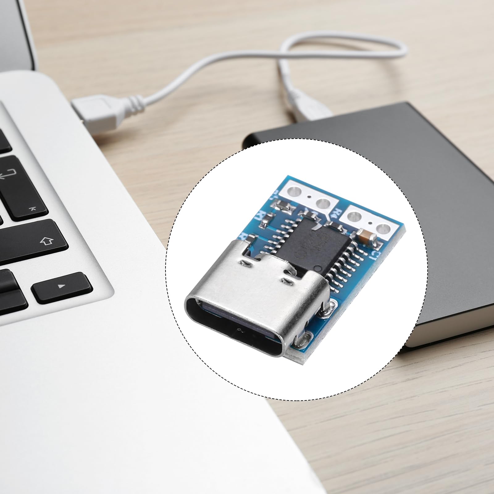 QUARKZMAN 5 sztuk USB-C PD 12 V DC moduł wyzwalacza napięcia stałego, 0,7 x 0,4 cala, gniazdo 5 A typu C, wejście do szybkiego ładowania, płytka do zasilacza notebooka, niebieska
