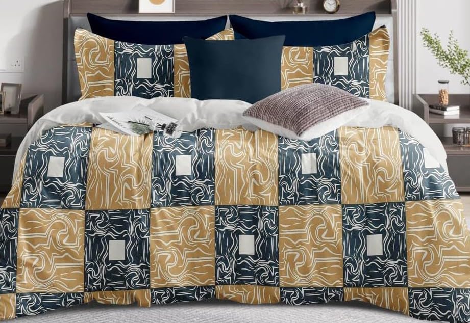 Image of The Royal King Collection 350 TC King Size Bedsheet with 2 King Size Pillow Covers| Beautiful Designer Flat Sheet | Luxury Soft Sheet (3pcs Set) |108x108 inches. (Multicolor-6618)