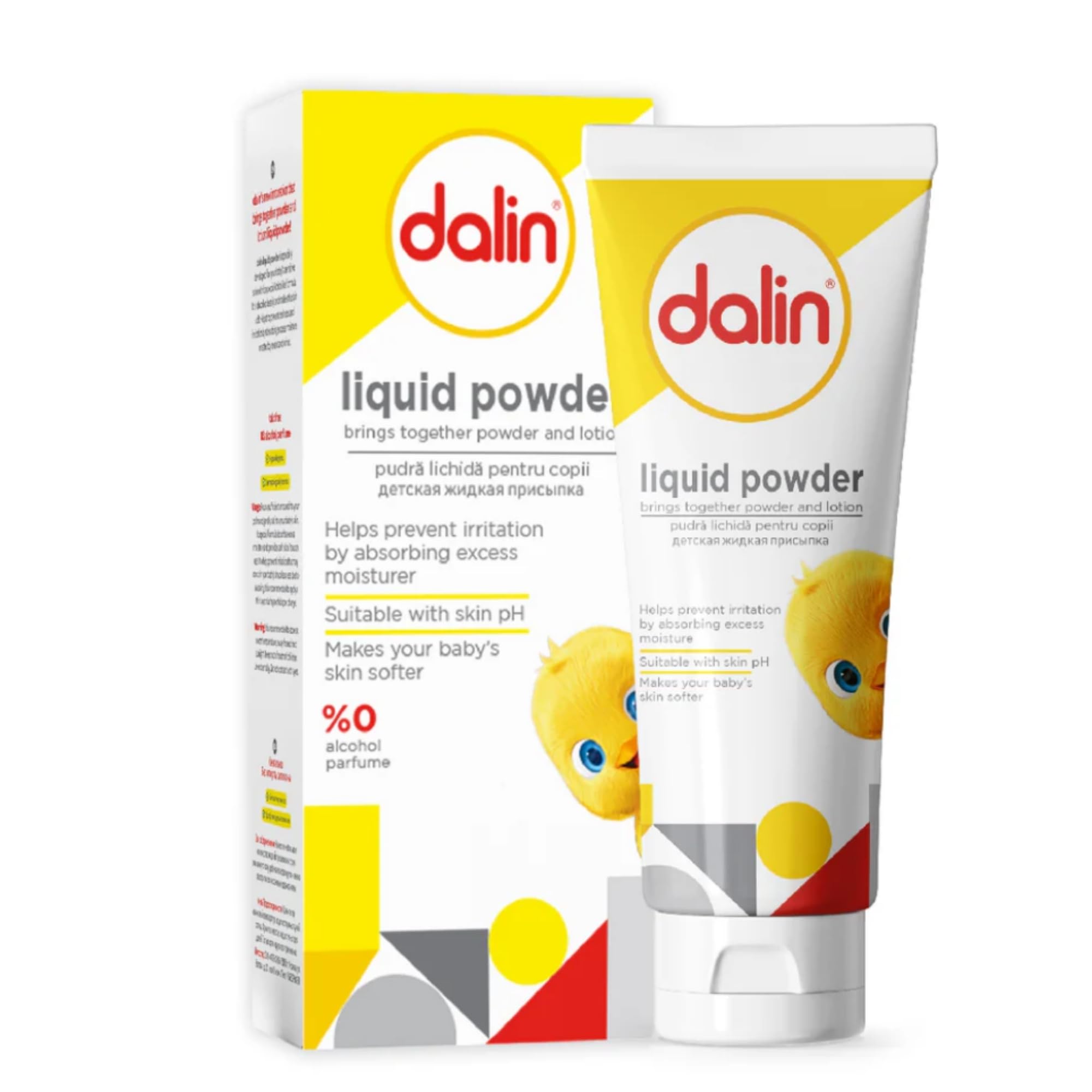 Dalin Liquid Baby Powder 100ml, Moisture Absorbing Diaper Rash Prevention Lotion for Sensitive Skin, Hypoallergenic Talc Free Baby Skincare, Daily Use 1 Pack