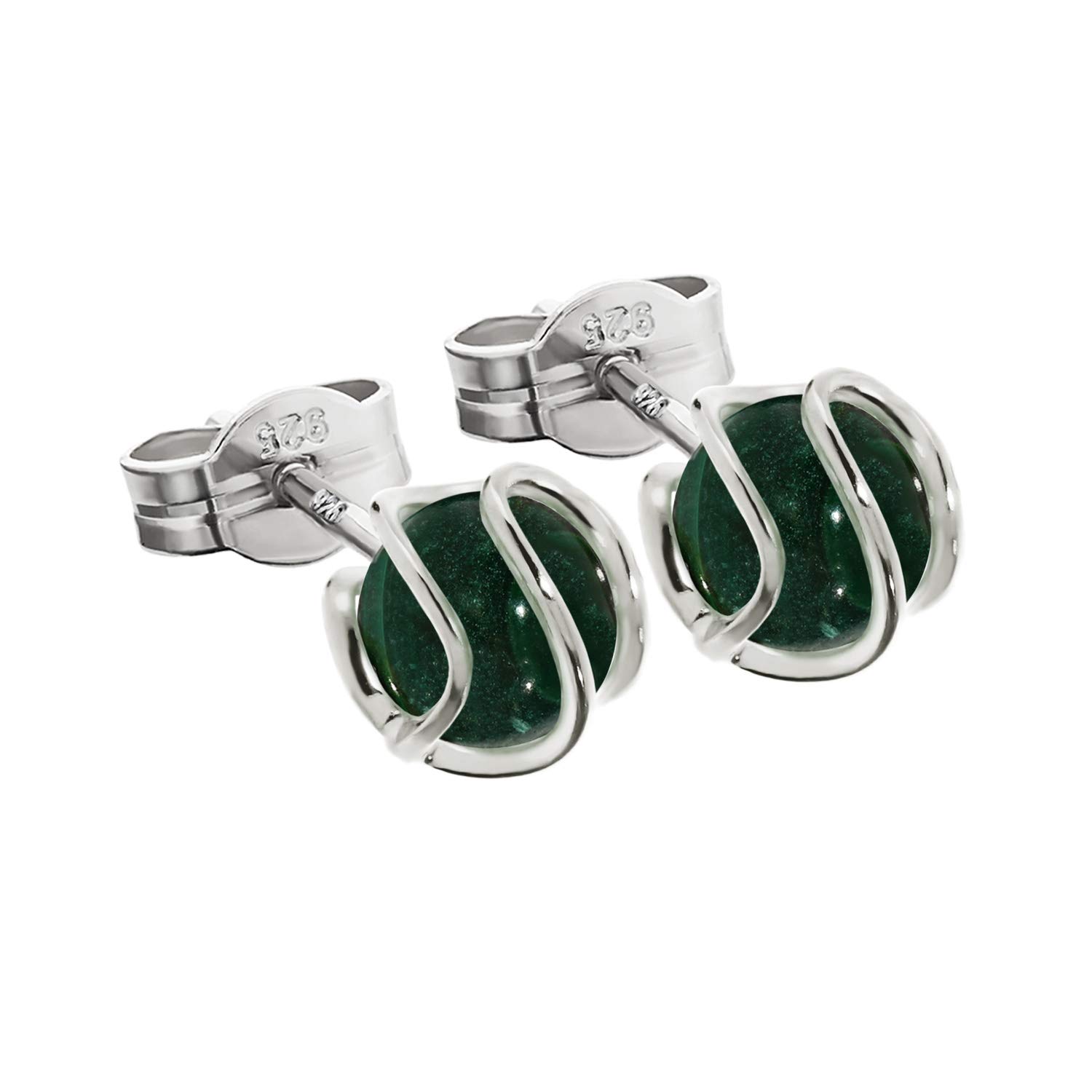 Monorecchino In Argento 925 Con Zircone Verde - Flores Gioielli